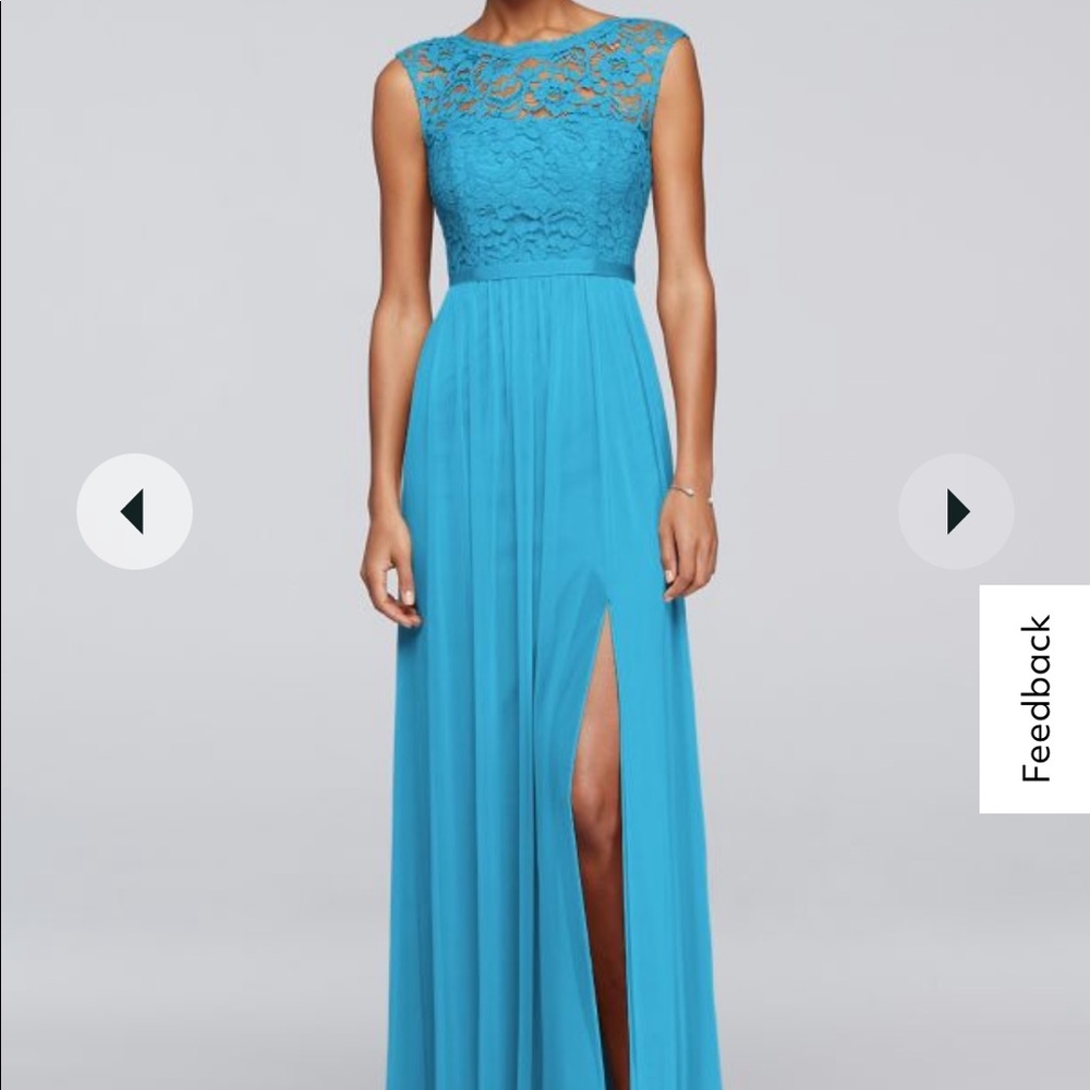 David’s Bridal Long Bridesmaid’s Dress In Malibu f19328